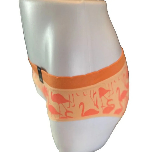 Torrid 0 Orange Coral Flamingo Print Stretch Waistband Seamless Hipster Panties - Picture 3 of 5